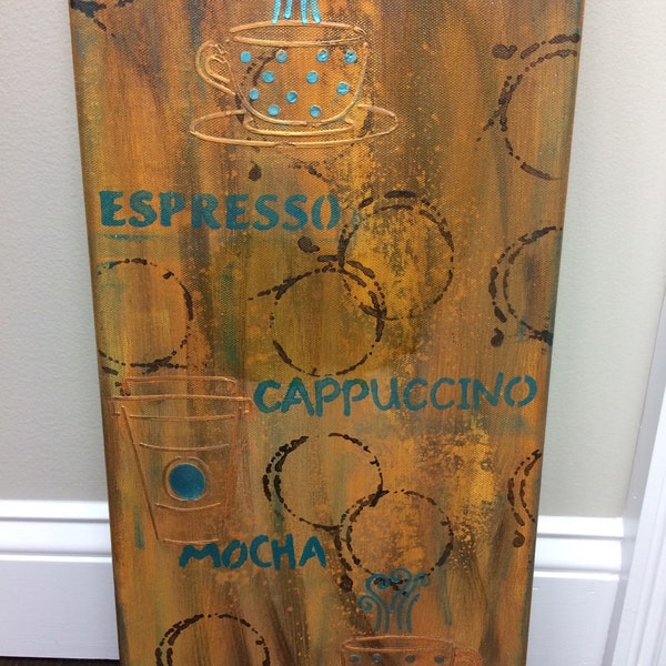 Digital Print of the Original Coffee Art, Coffee Painting, Kitchen Coffee Art, coffee lover artwork,breakfast nook decor, coffee lover gift