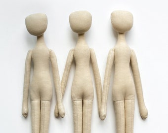 3 Blank doll bodies 10.8", blank rag doll, ragdoll body.soft doll,the body of the doll made of cloth