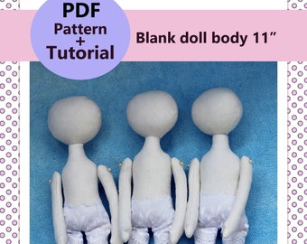 Stoffen pop patroon + tutorial 11" PDF rag doll patroon Poppenlichaam patroon 30 pagina's, 74 foto's! ZONDER shorts! Stoffen pop patroon .helloween