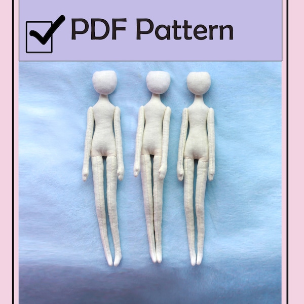 PDF, Cloth Doll Pattern 10.8" women body, Soft Doll Pattern,Easter gift.