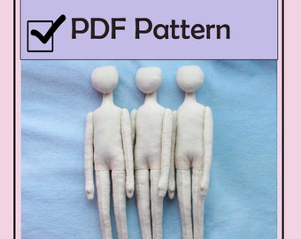 PDF, Cloth Doll body Pattern MAN BODY 10.6", rag doll patterns Soft Doll Pattern,Easter gift.