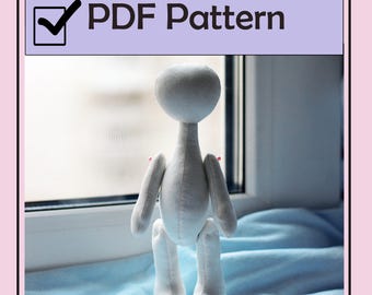 Rag Doll Body Pattern 9.3 inches-PDF-Seving Template,NO INSTRUCTIONS