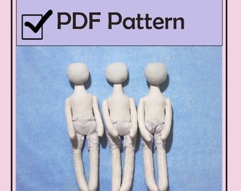 PDF, Doll Pattern 8", WITHOUT shorts!!! Soft Doll Pattern, Cloth Doll Pattern