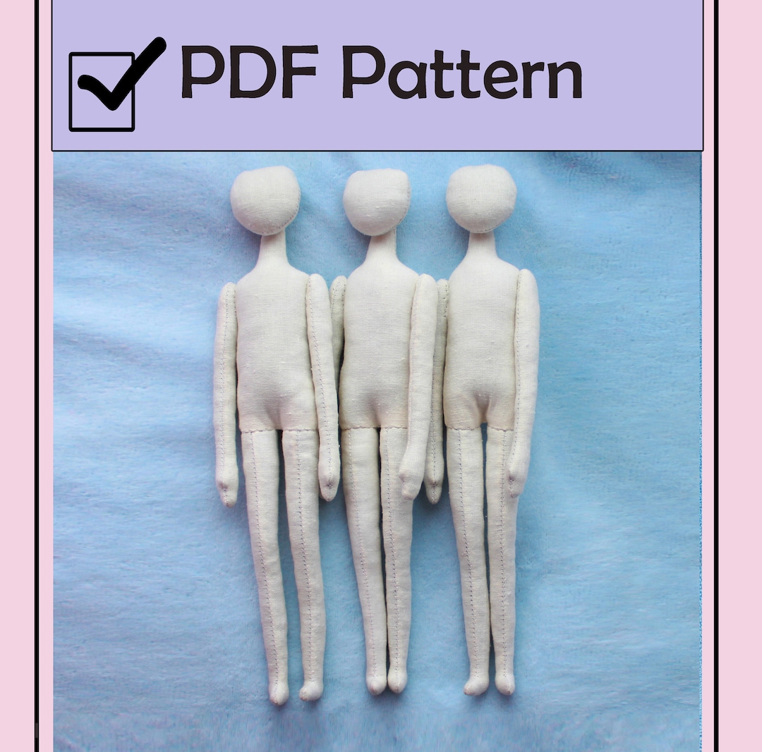 PDF, Cloth Doll Body Pattern MAN BODY 10.6, Rag Doll Patterns Soft Doll