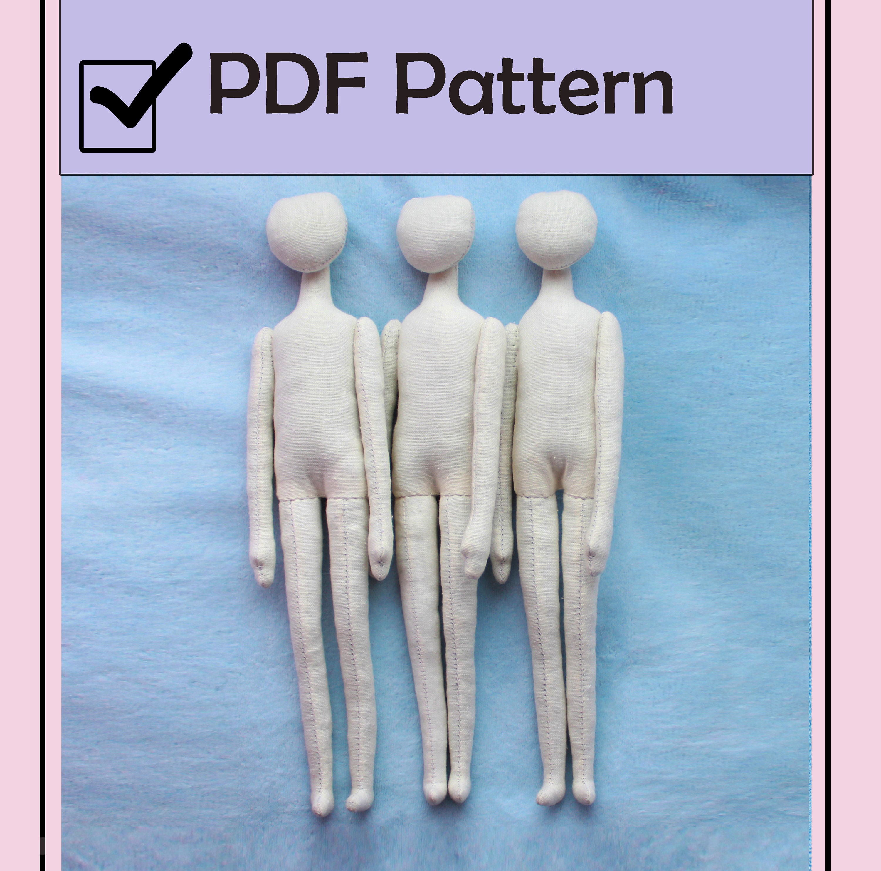 PDF Cloth Doll Body Pattern MAN BODY 10.6 Rag Doll Etsy