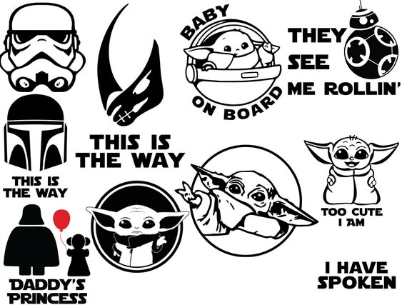 Download Star Wars Mandalorian Baby Yoda Bundle Svg Png Dxf Eps Etsy