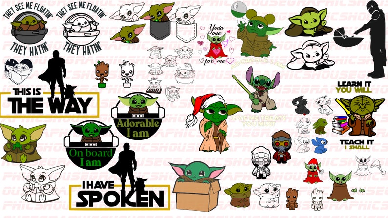 Download 1000 Star Wars Mandalorian Baby Yoda Mega Pack Svg Png | Etsy