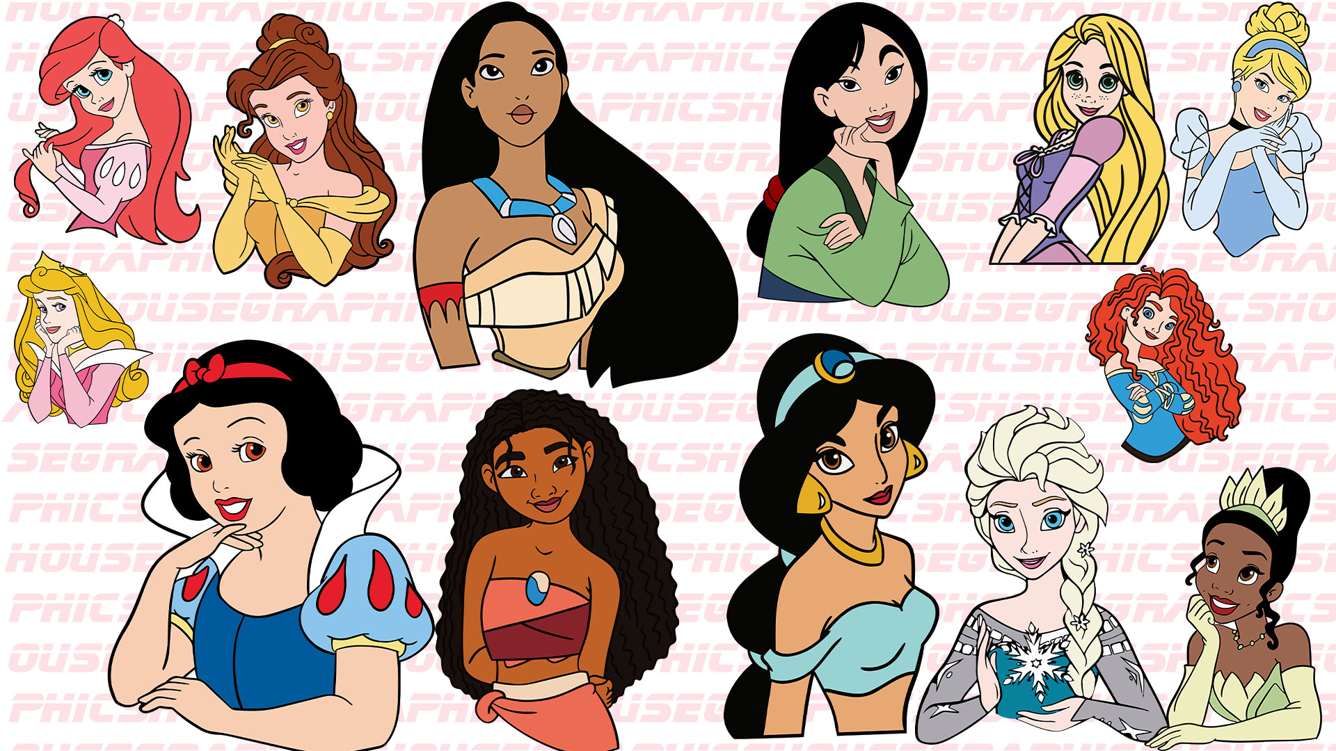 Disney Princess bundle SVG PNG 1000's of images | Etsy