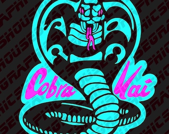 Cobra Kai Svg, Png Karate Kid en capas de neón