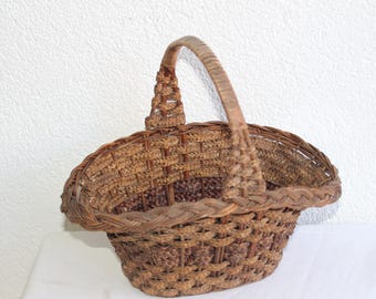 Cestino di fiori francese vintage affascinante/cesto del mercato/cesto da viaggio/cesto da viaggio in vimini/cesto di brocante o di curiosità/cesto shabby chic