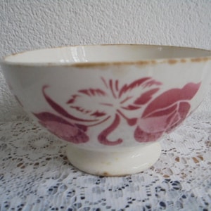 french vintage large xl coffee bowl/digoin france/marked with red decoration/cafe au lait bowl/coffee bowls