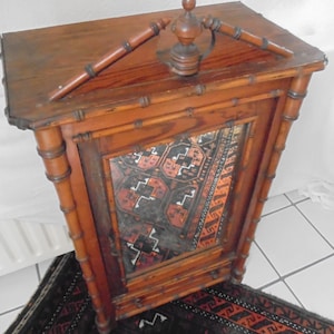 french bamboo cabinet with mirror / cupboard entirely decorated with bamboo  / children's furniture / bathroom cabinet / medicine cabinet