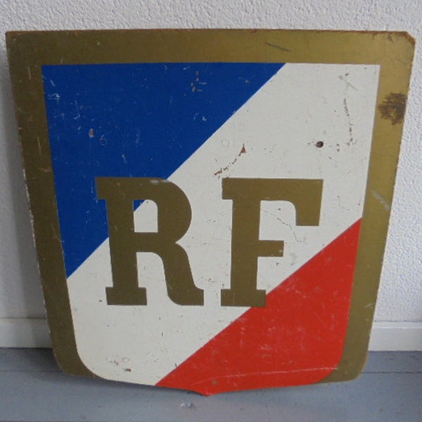 rare french vintagel wall plate Rf republic of france / flags holder / town hall plate / hotel de ville plaque / flags stick/french fronton