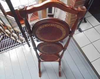 vintage walnut wood cake stand/foldable cake stand/3-piece standard leather-clad/plant standard