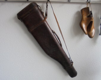 vintage grote geweer tas van zwaar leder,militaire tas,karabijn tas,1930
