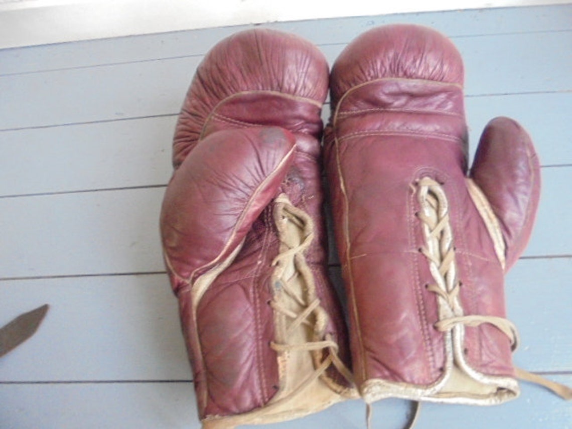 Vintage Leather Boxing Gloves Ca 1930 / Sports Gloves / With Etsy