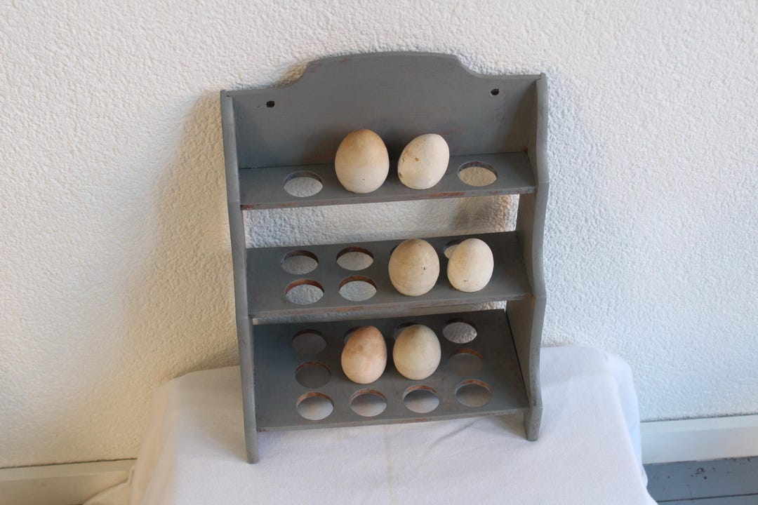 Vintage Egg Rack for 24 Eggs / Kitchen Rack / Gray Wood Egg Rack ...