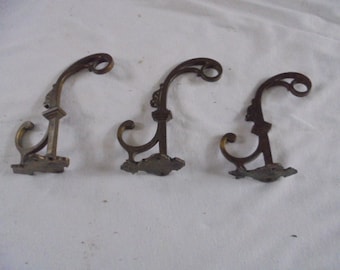 3 French antique coat hooks, bronze hooks, art deco hooks, art deco coat hooks