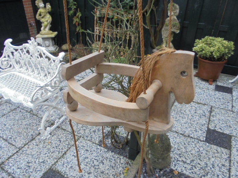 vintage wooden swing/horse swing/swing with back support in horse model image 1