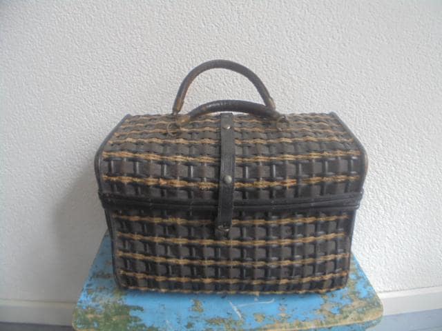 バッグ 1900 French Black Wicker Basket French Rectangular Wicker Basket C. 1900 | Inner Gardens