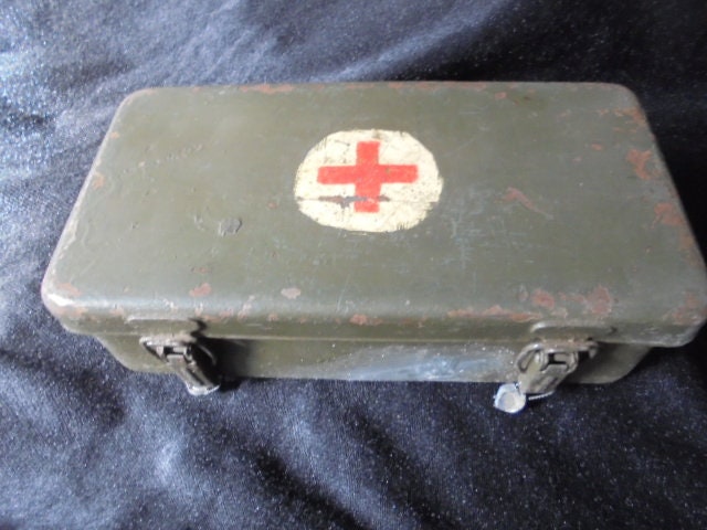Vintage Army Bandage Box With Contents Red Cross Box First Etsy