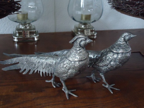 mooi groot massief fazantenkoppel /woerhen en woerhaan/tafeldecoratie/kerstmis tafel decoratie