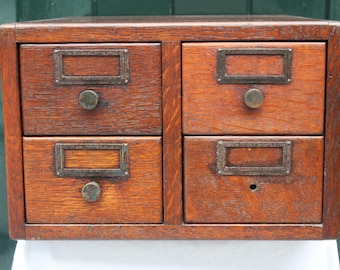 French vintage file cabinet with all of oak/ cabinet with 4 drawers/ca 1920/Office Cabinet/filing cabinet/desk drawer/drawer box pharmacie