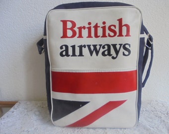 vintage british airways travel bag/stewardess bag/airplane shoulder bag /travel bag/airline british airways/bag/stewardess travel bag .