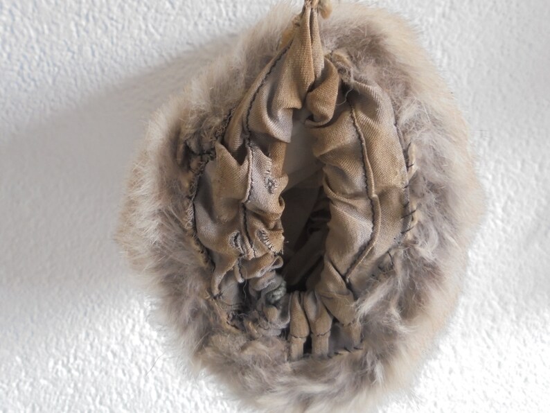 Vintage mof with furantique handmuf for childrenhand warmerglovecollect item at dollsfrench hand muf