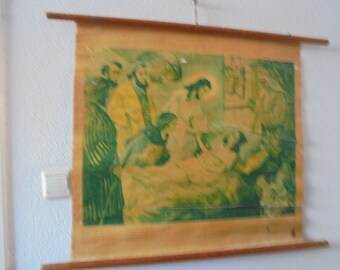 vintage schoolplaat,heilige schoolkaart,bijbel,1954 kaart,bijbel kaart