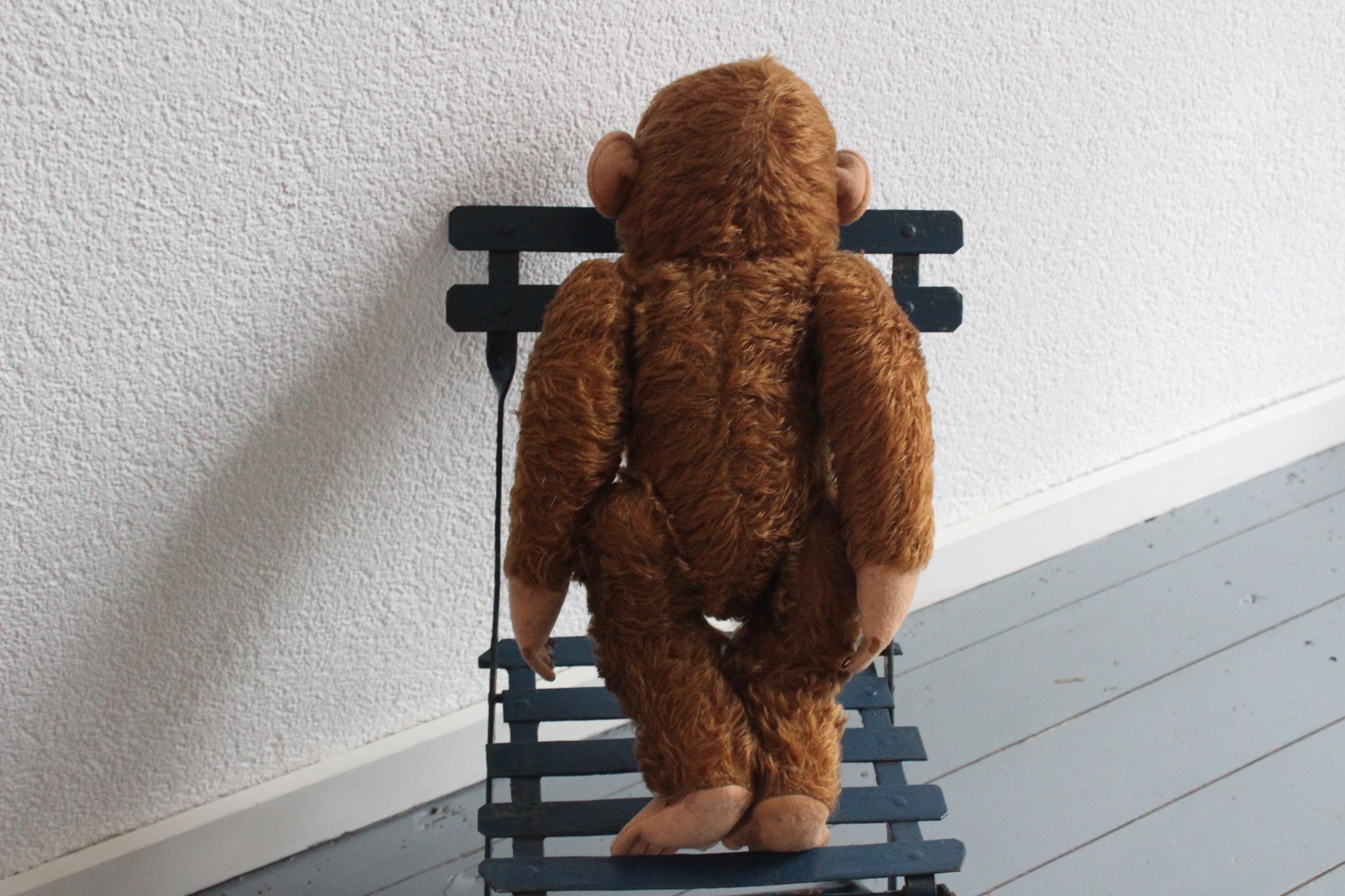 Ancien Petit Singe En Peluche Et Paille - Teddy Bear - Etat Correct