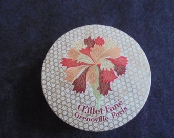 French vintage powder box/perfume box/1920 oeillet fane's paris