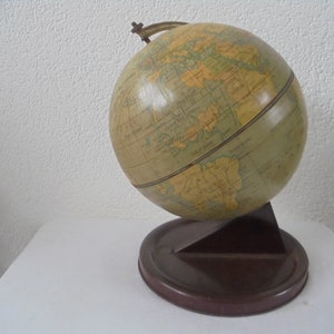 globe vintage/globe antique/globe mondial sur socle en bakélite/globe de métal et socle en bakélite