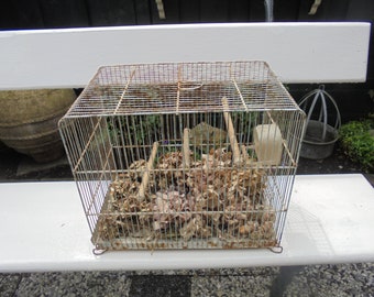French vintage metal birdcage ceiling/Bird House/Canary cage/with  water bowl/curiosities