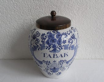 Tarro de tabaco vintage/tarro de tabaco holandés antiguo/tarro decorativo/Azul de Delft/artesanía de Delft/plateelbakkerij Goedewagen Gouda