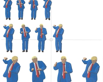 Dancing Trump silhouette embroidery file 4 sizes