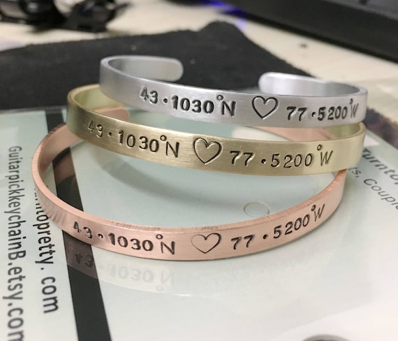 Personalized bracelet, Personalized cuffs, bracelet for her, coordinate bracelet, location bracelet, gps bracelet, personalized gift for her