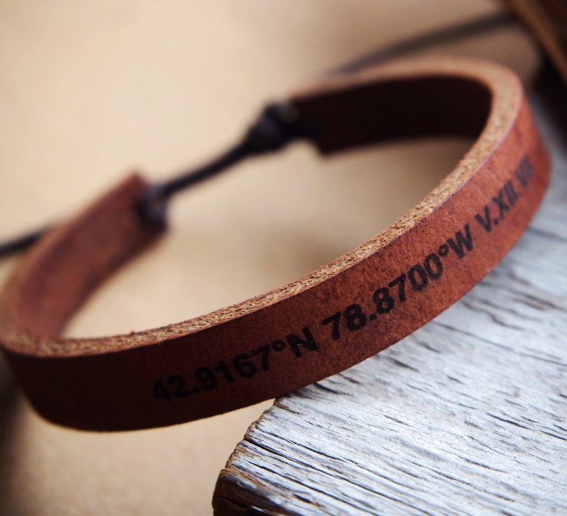 Secret message Bracelets, Mens inside Leather Bracelets, Black Leather engraved, Gift for Men, Gift For Him, Personalized Leather Bracelet image 6