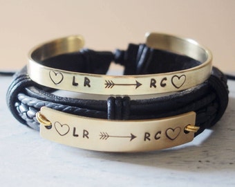Personalized Couples Bracelets leather, Custom Couples Bracelets boyfriend and girlfriend, Personalized Bracelet couples bracelets set