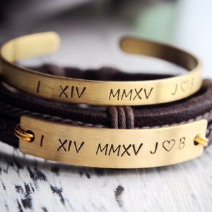 Pulseras de aniversario para parejas, pulseras de cuero para parejas, pulseras para parejas, regalos para parejas, novio novia, pulsera para parejas personalizada