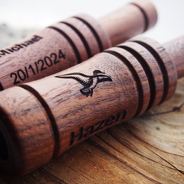 Regali per la caccia alle anatre, richiamo per anatre in legno di qualità, richiamo per anatre personalizzato, inciso, richiamo per anatre personalizzato con incisione, per bambini, per la caccia alle anatre, per anatre volanti, regalo per uomo