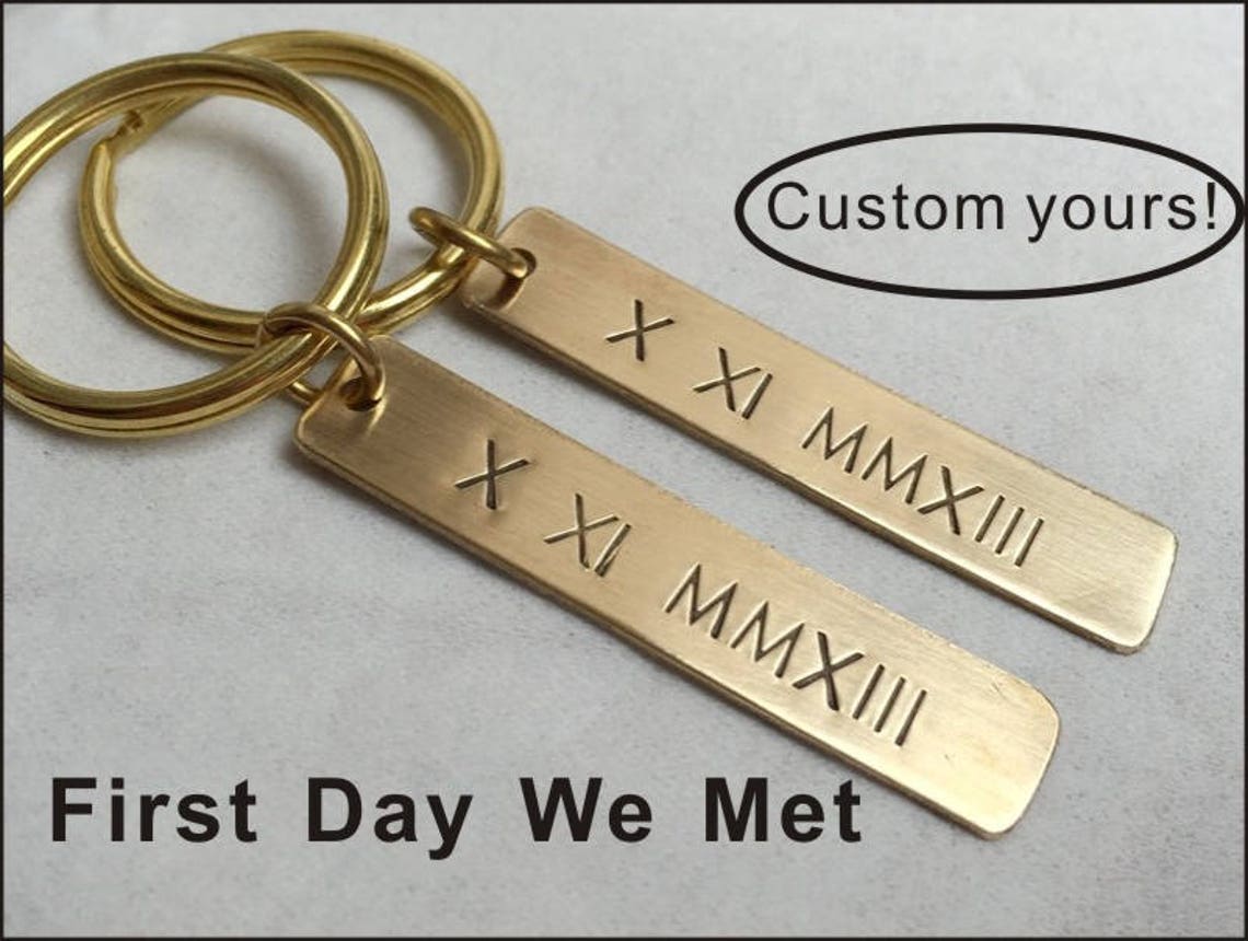 Personalized keychain custom Roman numeral metal keyrings Etsy