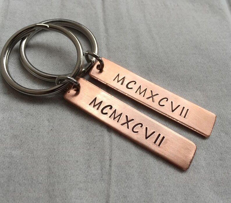 Roman Numeral Keychain Anniversary Date Gift for Couples Gift Etsy