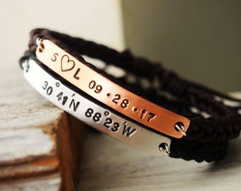 Couples bracelets, Anniversary couples Bracelet braided leather, Boyfriend girlfriend bracelets Personalized gift for Couples Bracelet