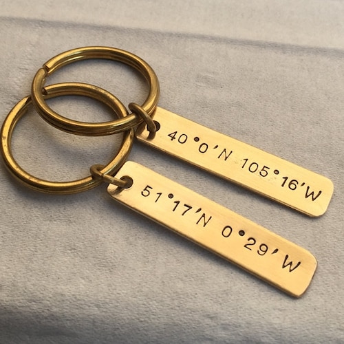 Custom Gold Coordinate Keychain Couples Keychain Set Couples Etsy
