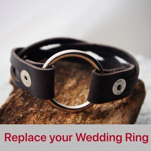 Replacement O Ring Bracelet, Wedding Ring replacement jewelry, o ring bracelet, wear the ring, real braided leather, men, women, gift, widow
