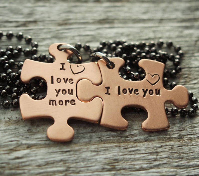 Personalized Keychain Custom Puzzle Keychain His One Her Etsy