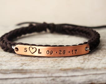 Custom Bracelet, Custom date Bracelet, personalized bracelet, personalized leather bracelet for her, custom name bracelet, couples gifts