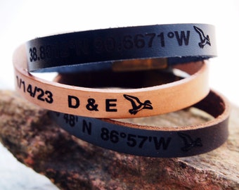 Duck Hunting Bands for Men, Quality Leather Duck hunting gifts, Coordinates bracelet, men, gift, husband, father, hunting gift, mens gift