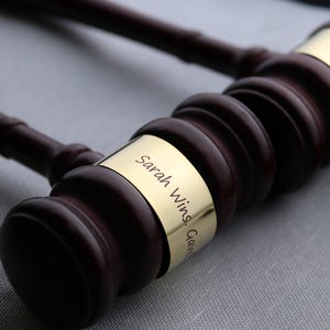 Personalized Engraved wood Gavel, Personalized Wood Gavel, Engraved Gold Band, Wooden, Judge&#39;s, Custom lawyer gavel, Graduates, Gavel Set